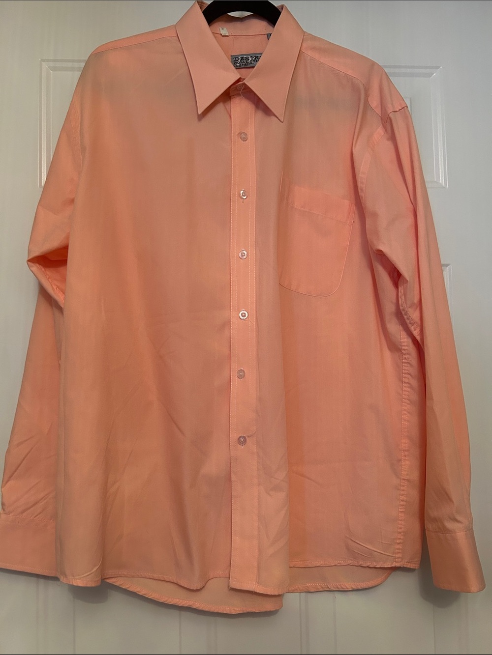 Desire Collection Men’s Long-Sleeve Button-up Dress Shirt L Peach Classic Career